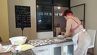 Naturist Housekeeper Regina Noir Cooking At The Kitchen. Naked Maid Makes Dumplings. Naked Cooks. Hooter-sling